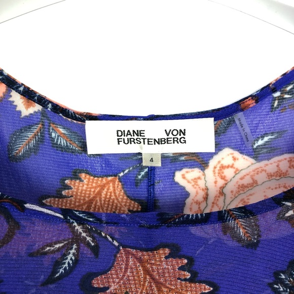 DVF | Canton Blue Mesh Overlay Blue Ruched Dress 4 - Picture 7 of 8